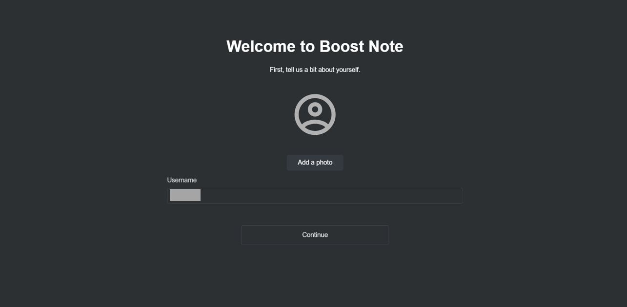 Boost Noteでユーザー名を登録する画像